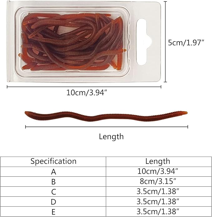 20/50pcs Fishing Soft Lure Trout Worm-Earthworm Baits Lifelike-Fake Grub-Worm Soft Fishing Lure Baits Set