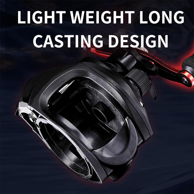 Rooblinos AC Baitcasting Fishing Reel Lightweight Aluminum Spool Fishing Reel 17.6Lbs Max Drag Magnetic Braking System 6.3:1 High-Speed Gear Ratio Saltwater Freshwater Baitcaster Reel
