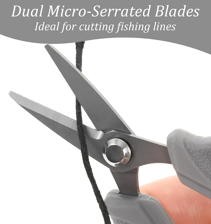 Fishing Scissors for Braided Line, 4" Retractable Braided Fishing Line Cutter Non-Slip Grip Braid Scissors with 27" Retractable Reel Carabiner Design for Easy Carrying Ideal for Saltwater & Freshwater