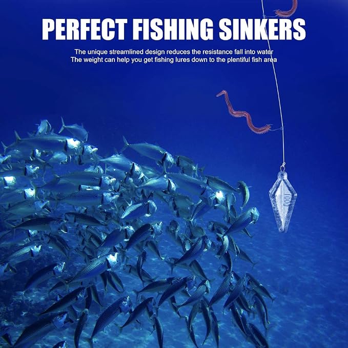 50Pcs Fishing Sinkers Weights Kit Worm Fishing Sinker Weight Bullet Lead Sinkers Fishing Set