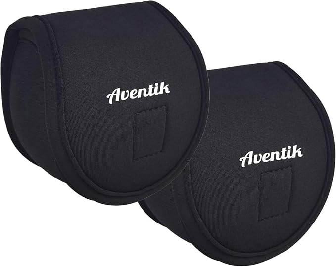Aventik Neoprene Fly Fishing Reel Case Pouch Cover Fitting 5/6 7/8wt Fly Reel Storage (Black, 2-PACK 5/6)