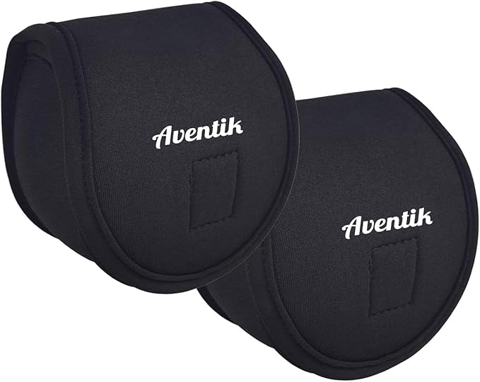 Aventik Neoprene Fly Fishing Reel Case Pouch Cover Fitting 5/6 7/8wt Fly Reel Storage (Black, 2-PACK 7/8)