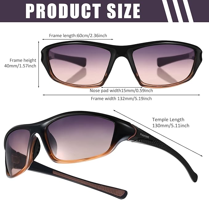 TOODOO 4 Pairs Men Polarized Sunglasses with UV Protection Driving Glasses Sports for Sport Outdoor Activities