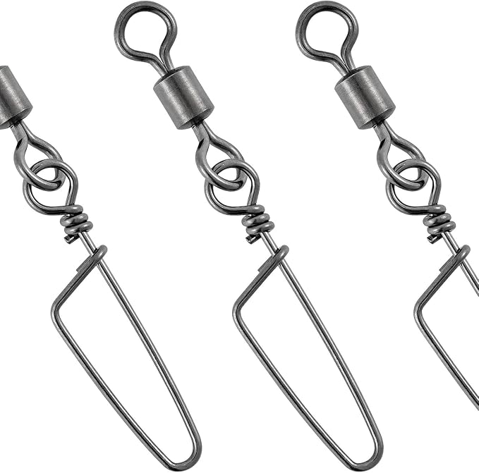 Dr.Fish 30 Pack Barrel Snap Swivels, Barrel Swivels Fishing Tackle Crane Rolling Coast Lock Snap Lure Leader Line Connector Fresh&Saltwater