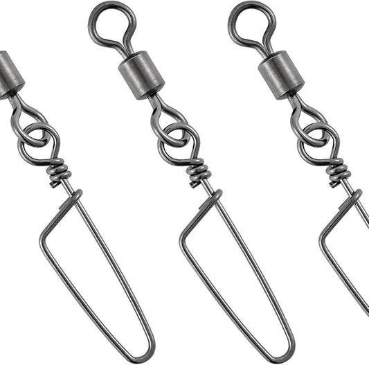 Dr.Fish 30 Pack Barrel Snap Swivels, Barrel Swivels Fishing Tackle Crane Rolling Coast Lock Snap Lure Leader Line Connector Fresh&Saltwater