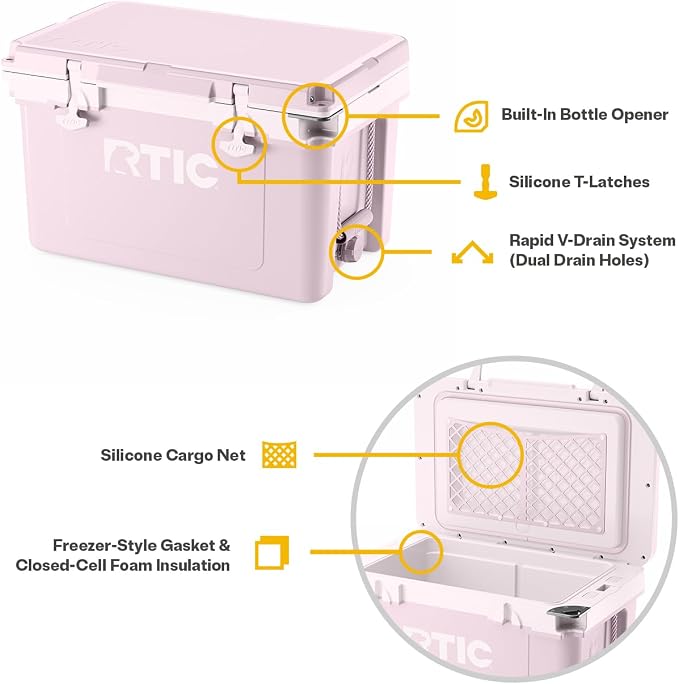 RTIC Ultra-Light 32 Quart Lightweight Hard Cooler, Insulated Portable Ice Chest 13 lbs, 48-Can Capacity, 5-Day Ice Retention, for Camping, Fishing, Beach, Boat, Picnic, Day Trip