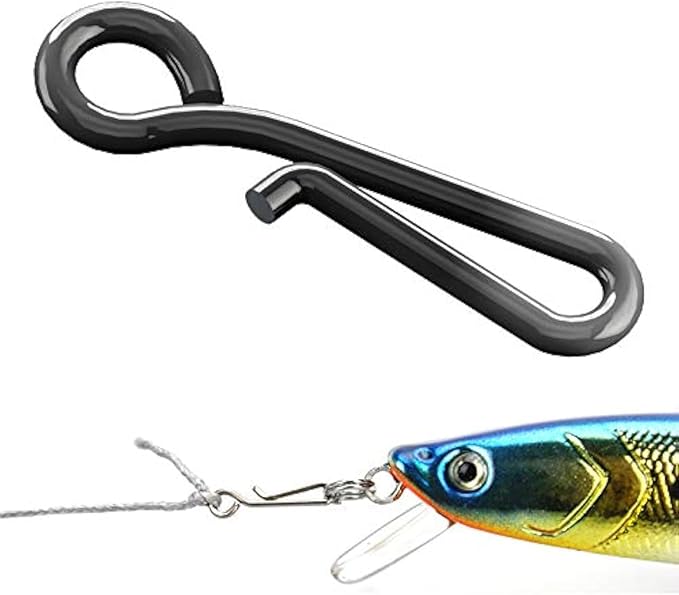 100pcs Fast Fishing Swivel Snap Clips Stainless Steel Hanging Snap Quick Lock Hook Link Clips Rigging Link Clips Safety Decoy Swivels Snap Size 0-6