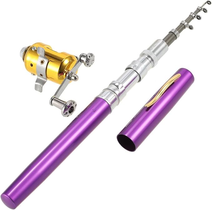 Jatzde Mini Portable Pocket Fish Rod Pen Aluminum Alloy Fishing Rod Pole Reel Combos…