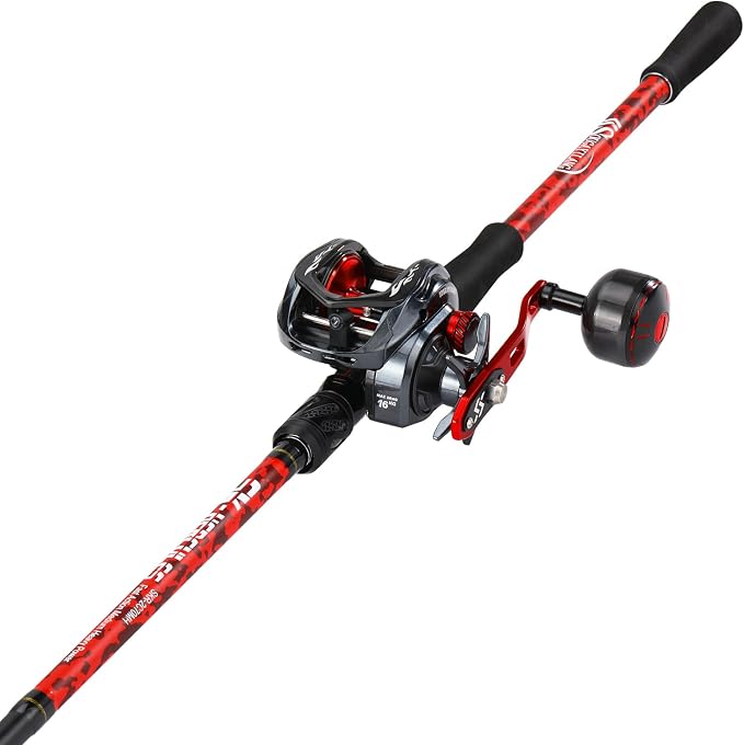Sougayilang Baitcaster Rod Reel Combo, 2-Piece Fishing Rod with 400 Size Casting Reel, Aluminum Reel Seat for Musky Fishing