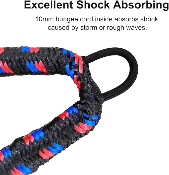 Bungee Dock Lines for Boat Shock Absorb Dock Tie Mooring Rope Boat Accessories 4-5.5 ft,4Pack (Black&Blue&red)