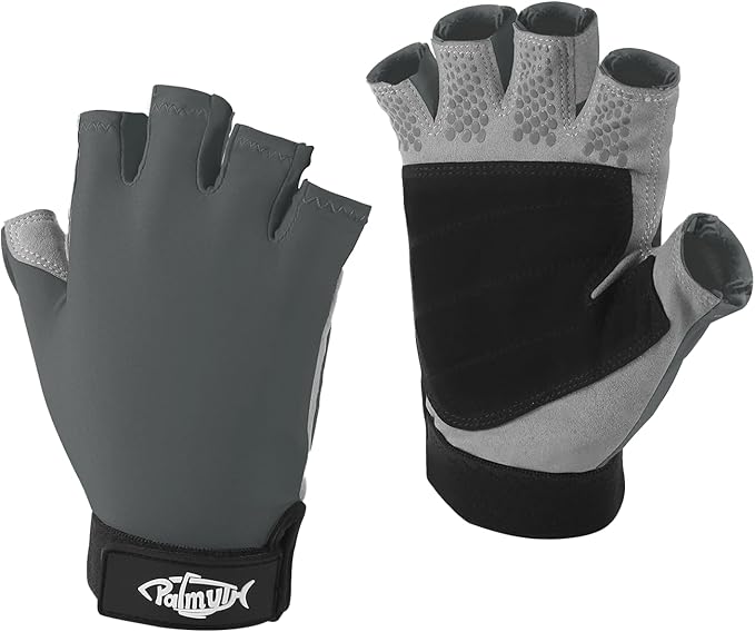 Palmyth UV Fishing Gloves Sun Protection Fingerless Kayaking Glove Men Women UPF 50+ SPF for Sailing, Hiking, Paddling, Canoeing, Rowing, Driving