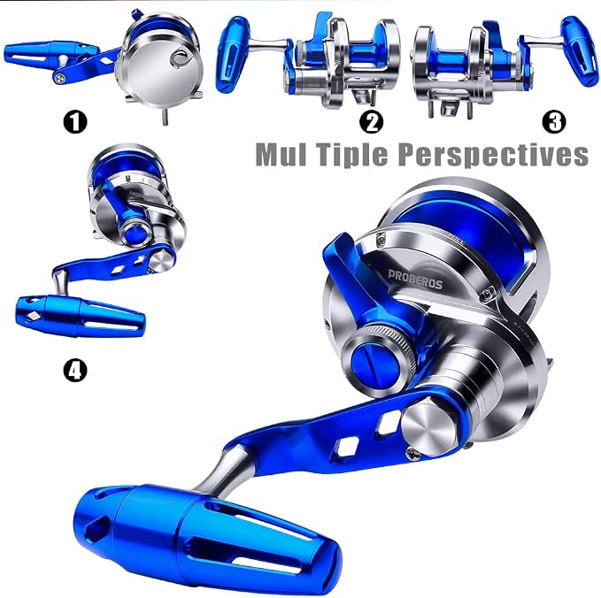 PROBEROS Conventional Reel Fishing Reels - Trolling Reel Lever Drag deep Sea Ocean Big Offshore Jigging Reels