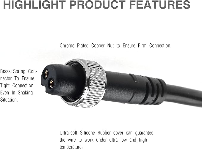 2Pcs 10Ft Electric Fishing Reel Power Cord Cable, Power Cable Connecting Battery to Reels Spool, Compatible with Daiwa Tanacom 1000 750 500, Seaborg 500MJ, Leobritz, Shimano, BeastMaster, ForceMaster