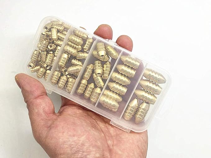 Toasis Brass Fishing Weight Texas Carolina Rig Fishing Bullet Sinker Set Assorted Size
