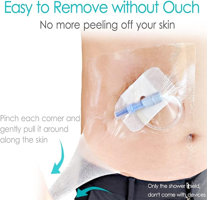 Shower Protector | 10x12 Inch Dialysis Catheter Shower Cover | Large Waterproof Picc Line Chemo Chest Port Wounds Dressing Shields Water Barrier Bandage (Pack of 25)