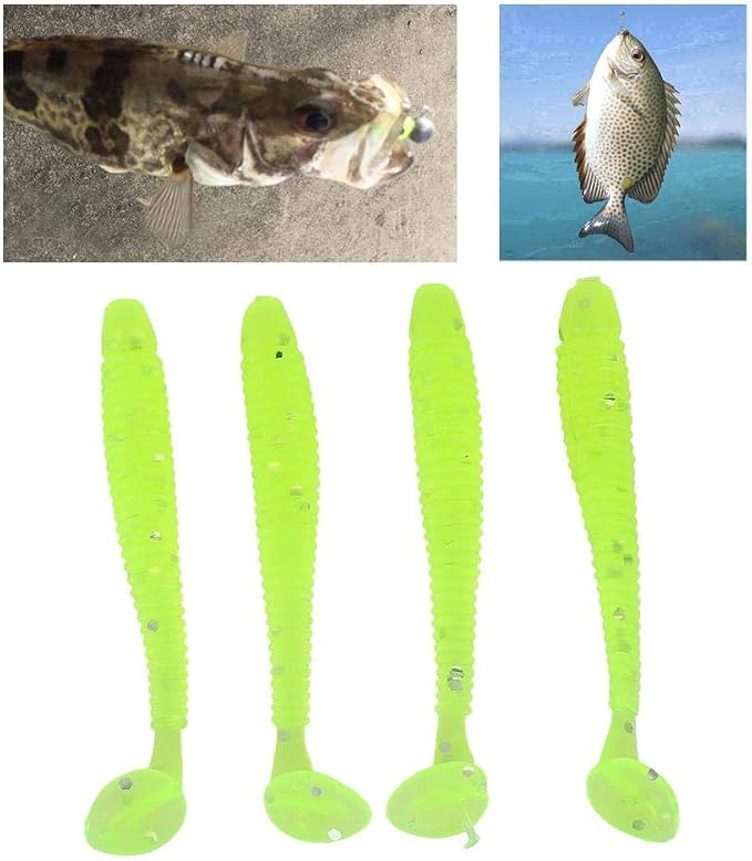 Tbest 50 Pcs 5cm Soft Fishing Lures, Plastic Fishing Bait T-Tail Grub Worm Baits Fish Tackle Accessory 9 Colors