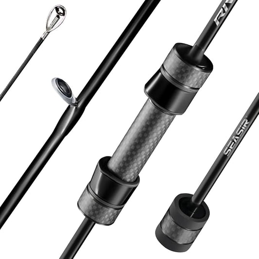 SEASIR Riveria Ultralight Fishing Rod, BFS Spinning Baitcasting Rod, 40T Carbon Fiber Baitcaster Rod, 10 Piece Casting Rod for Freshwater Bass Trout, Fuji O Ring Guide, EVA Handle, Fast, Black