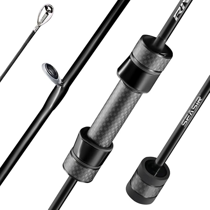 SEASIR Riveria Ultralight Fishing Rod, BFS Spinning Baitcasting Rod, 40T Carbon Fiber Baitcaster Rod, 10 Piece Casting Rod for Freshwater Bass Trout, Fuji O Ring Guide, EVA Handle, Fast, Black