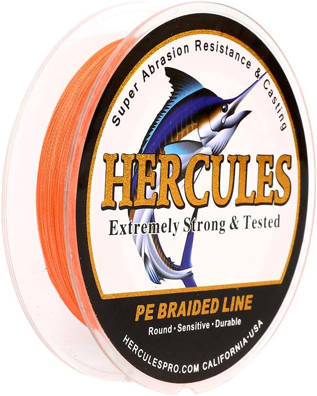 HERCULES Cost-Effective Super Strong 4 Strands Braided Fishing Line 6LB to 100LB Test for Salt-Water, 109/328 / 547/1094 Yards (100M / 300M / 500M / 1000M), Diam# 0.08MM - 0.55MM, Hi-Grade