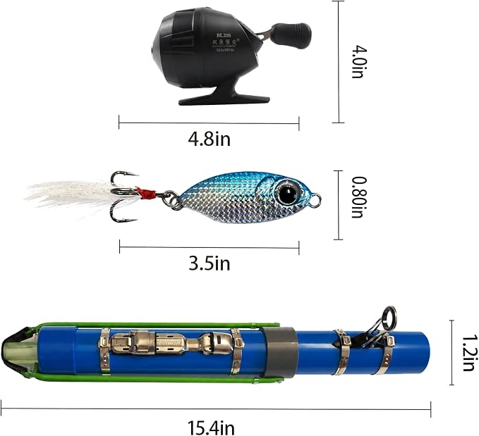 Fishing Catapult Rod, Portable Catapult Fishing Pole with Reel & Metal Lure, Complete Casting Kit with 2 Latex Tubes & Carry Bag for Saltwater and Freshwater Fishing Gear