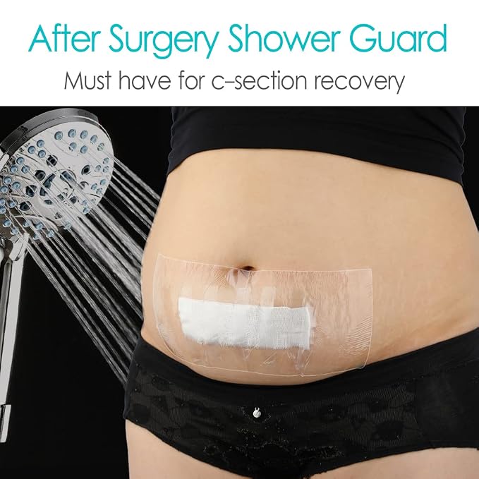 50 Pcs Waterproof Shower Protector Bandage | 6x10 Inch Large Wounds Showering Cover for Knee Replacement Surgery C Section Post Abdominal Surgery Hip Incision Adhesive Dressing Transparent Film