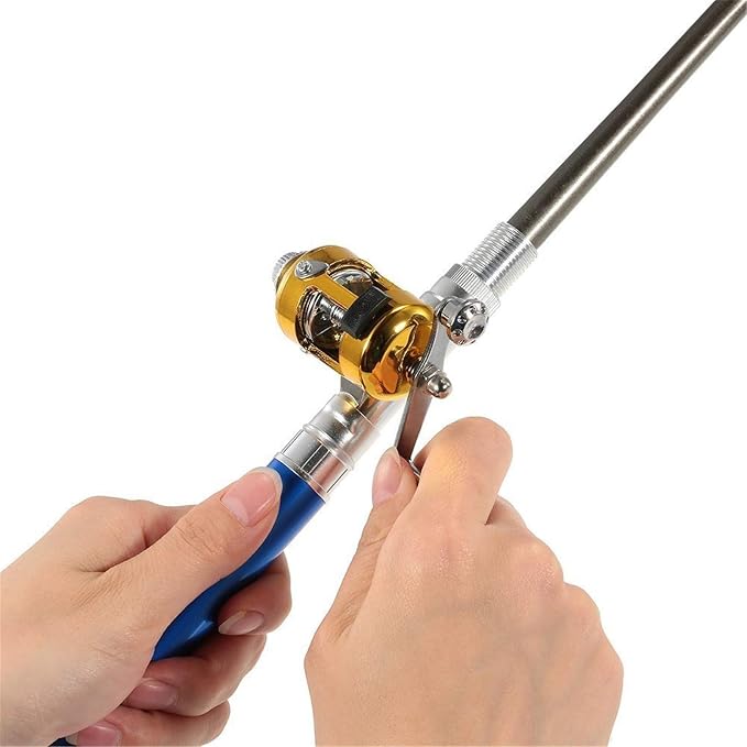 Jatzde Mini Portable Pocket Fish Rod Pen Aluminum Alloy Fishing Rod Pole Reel Combos…