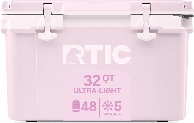 RTIC Ultra-Light 32 Quart Lightweight Hard Cooler, Insulated Portable Ice Chest 13 lbs, 48-Can Capacity, 5-Day Ice Retention, for Camping, Fishing, Beach, Boat, Picnic, Day Trip