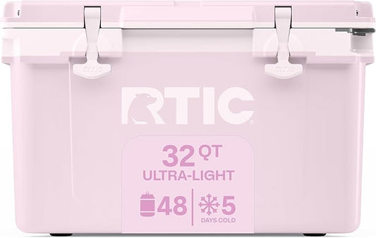 RTIC Ultra-Light 32 Quart Lightweight Hard Cooler, Insulated Portable Ice Chest 13 lbs, 48-Can Capacity, 5-Day Ice Retention, for Camping, Fishing, Beach, Boat, Picnic, Day Trip