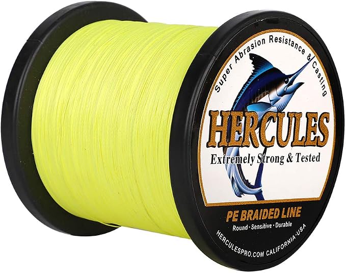 HERCULES Cost-Effective Super Strong 4 Strands Braided Fishing Line 6LB to 100LB Test for Salt-Water, 109/328 / 547/1094 Yards (100M / 300M / 500M / 1000M), Diam# 0.08MM - 0.55MM, Hi-Grade