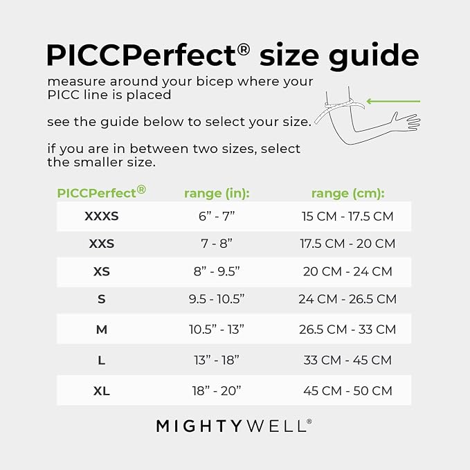 Mighty Well PICCPerfect PICC Line Cover: Soft Touch Double Layer PICC Line Arm Cover | Slate, X-Small