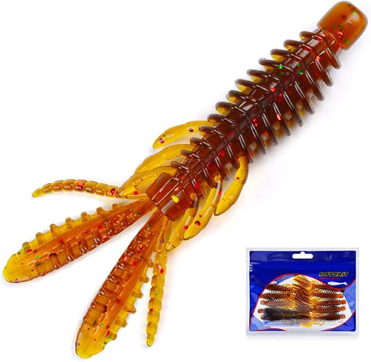 10 Pcs Soft Swimbait Lures, 6.4cm/2.5in Shrimp Shape Soft Plastic Fishing Lures Kit, Bass Fishing Lure Swim Baits with 5 Color, for Fishing Trout, Crappie, Bass, Redfish, Freshwater, Saltwater