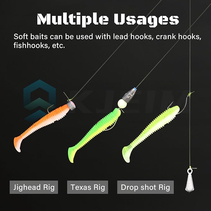 Paddle Tail Swimbaits, 50 PCS Ribbed 3 Inchs Soft Plastic Fishing Lures for Bass Trout Crappie Walleye Saltwater/Freshwater Fishing