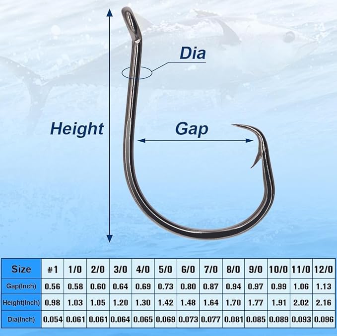 XFISHMAN Circle-Hooks-Fishing-Equipment-Octopus-Hooks-Saltwater-50 Pack #1 –12/0