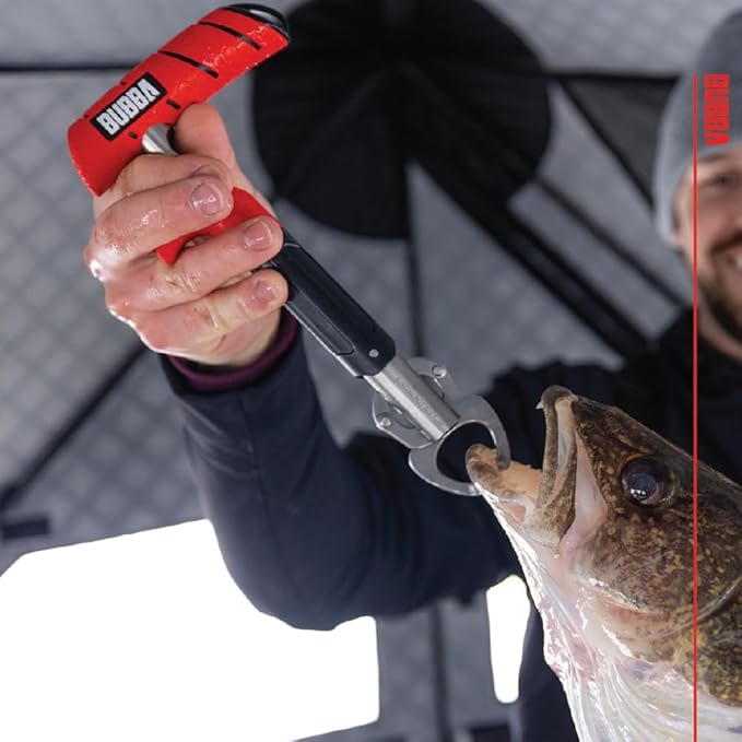 Bubba Fish Lip Grabber 100lb Capacity, Non-Slip Handle, Easy Reach Trigger, Marine Rated Stainless Steel for Freshwater and Saltwater Fishing