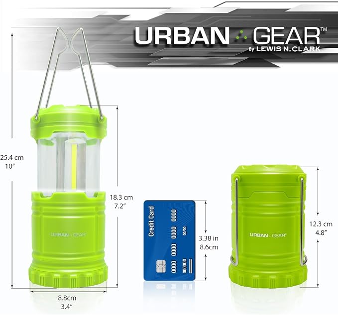 Lewis N. Clark Collapsible Camping Lantern | LED Portable Lantern for Indoor or Outdoor Use | Waterproof Lamp with Batteries Included | for Camping, Backpacking, Hiking, or Power Outage | Green