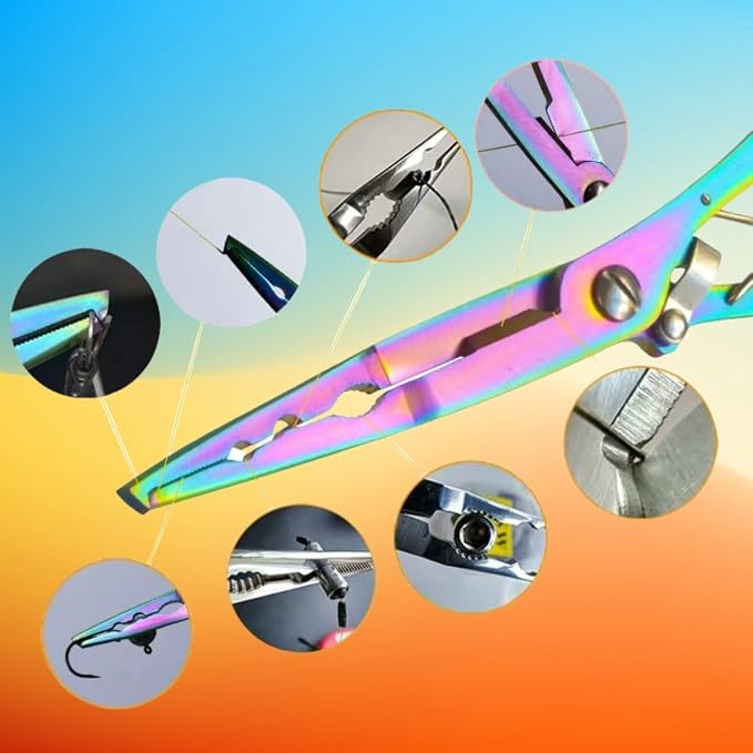 Fishing Needle Nose Pliers, Stainless Steel Fish Pliers and Scissors Set with Sheath Lanyard, Hook Remover Split Ring Tools, Aboda Fishing Gear Fresh & Saltwater Fishing Tool Kit