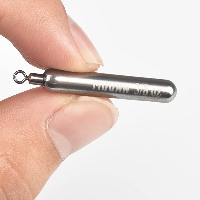 10 Pack Tungsten Skinny Drop Shot Weights, Pencil Sinkers with Round Eye for Free Rig & Finesse Bass Fishing, Drop Shot Rig Weights
