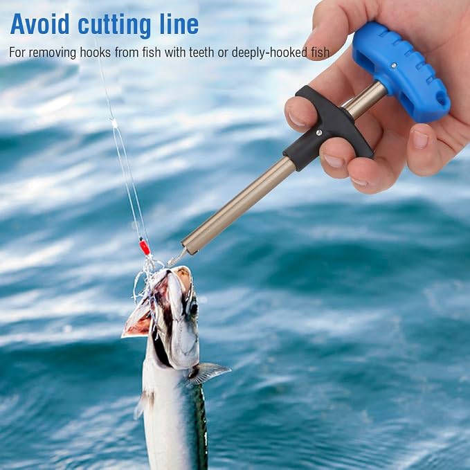 Tbest Fishing Hook Remover Stainless Steel T Shaped Quick Needle Remover Extractor Fish Hook Removing Tools Saltwater Freshwater