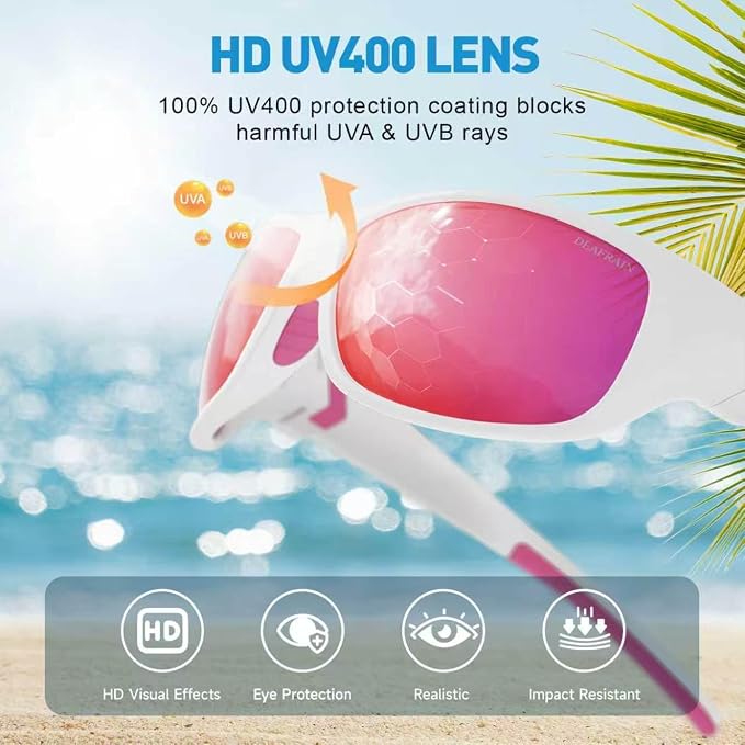 DEAFRAIN Polarized Sports Sunglasses for Men Women Driving Fishing Cycling Running UV Protection