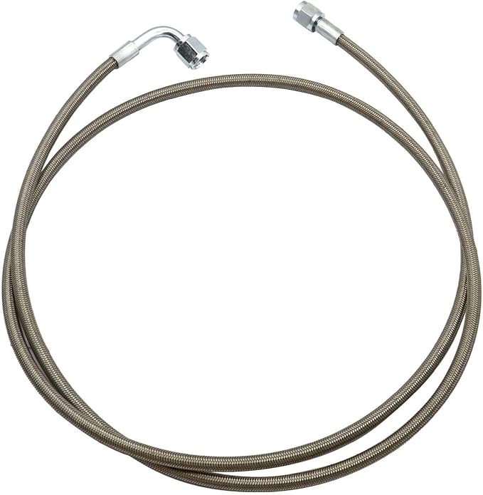 GXARTS 60" Billet Steel Braided Turbo Oil Feed Line Length 4AN 90 Degree Straight Hose Straight PTFE line straight Hose End Pressure Stainless Remote Turbocharger 551871