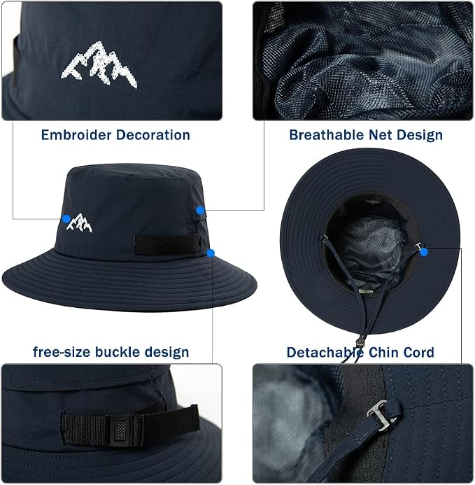TOP-EX L/XL/XXL UV50+ Waterproof Bucket Sun Hat for Fishing Golf Hiking All-Weather Outdoor Rain Hat Stiff Brim