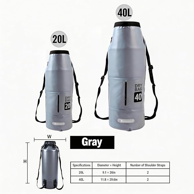 20L Waterproof Dry Bag - Floating Heavy Duty PVC Dry Sack - for Boating, Fishing & Beach - Backpack Style Waterproof Bag for Men & Women