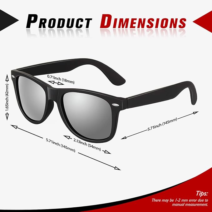 Sunier Polarized Sunglasses for Men and Women, Retro Square Matte Finish UV400 Protection Shades for Driving, Fishing