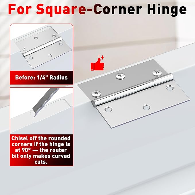 3-1/2" Fixed Size Door Hinge Jig for Door and Jamb, Aluminum Alloy Door Hinge Template Kit for Router, Mortise Jig Fits 3.5" Length 1/4" R, 5/8" R and Square Corner Hinges (3.5 in)