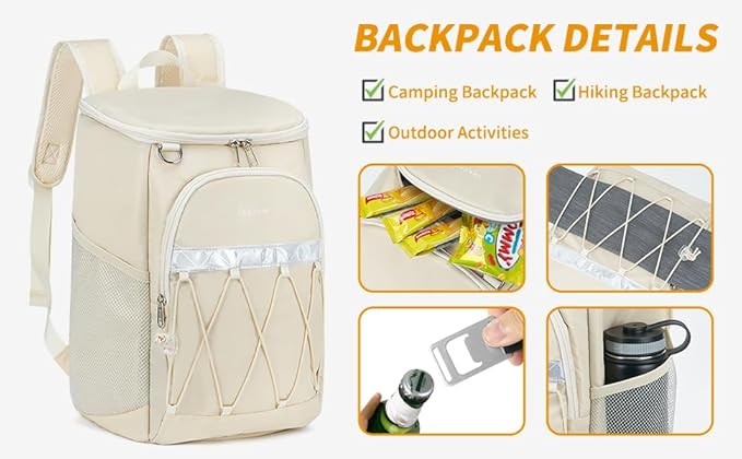 Backpack Cooler Backpack 26 Cans Insulated Leak Proof for Women Men Beach Camping Picnic Fishing Hiking Lunch Backpack Waterproof Cooler