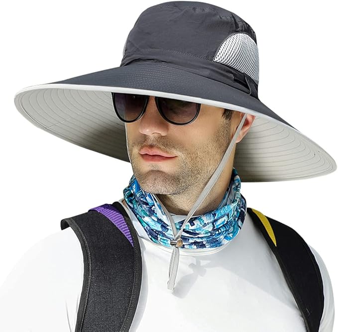 【Oversize XXL&Wide Brim】 Sun Hats for Men, 【UPF50+Waterproof】 Fishing-Hat Boonie Bucket for Hiking Safari Beach Garden