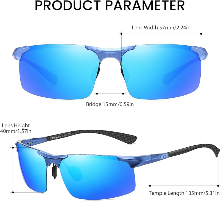 DUCO Polarized Sunglasses Mens Ultralight Carbon Fiber Sun Glasses for Men Driving Sports Fishing UV400 Protection DC8277