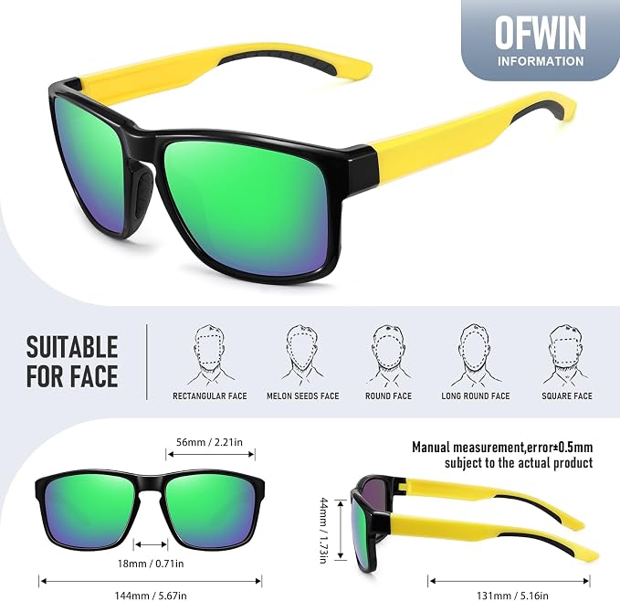 Sports Polarized Sunglasses for Men Women UV Protection Unbreakable Driving Running Fishing Hiking Sun Glasses