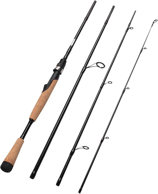 Fiblink 4 Pieces Travel Spinning Rod Medium Carbon Spinning Fishing Rod Portable Fishing Rod