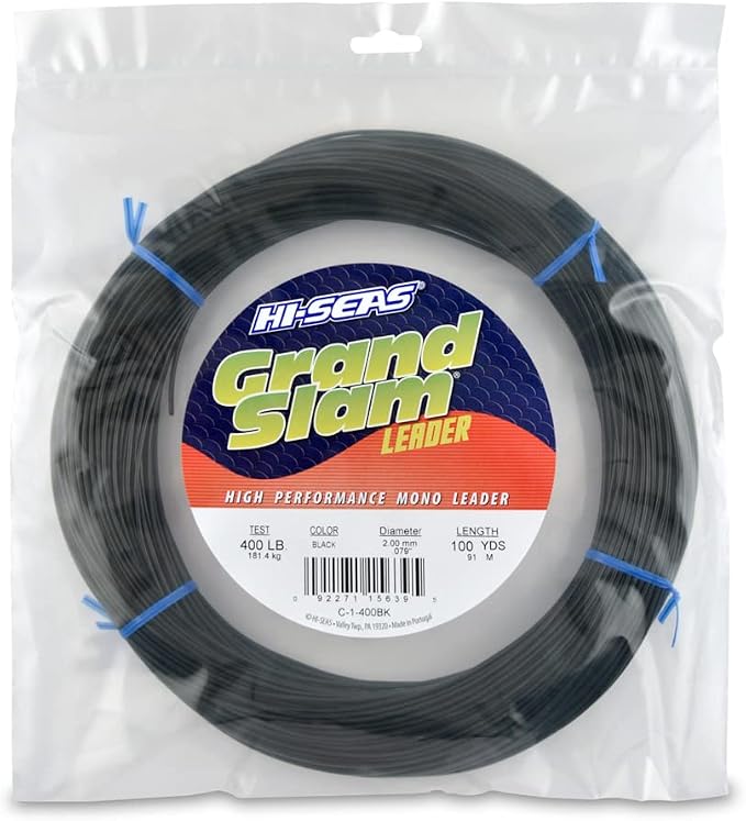HI-SEAS Grand Slam Monofilament Fishing Leader - Superior Strong Clear Black, for Freshwater & Saltwater Big Game Bottom Fishing, Trolling